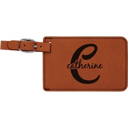 Name & Initial (Girly) Leatherette Luggage Tag (Personalized)