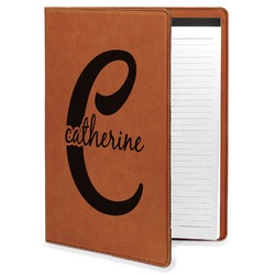 Name & Initial (Girly) Leatherette Portfolio with Notepad - Large - Single Sided (Personalized)