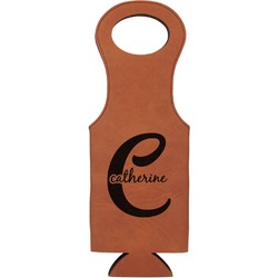 Name & Initial (Girly) Leatherette Wine Tote (Personalized)