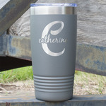 Name & Initial (Girly) 20 oz Stainless Steel Tumbler - Grey - Double Sided (Personalized)