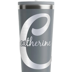 Name & Initial (Girly) RTIC Everyday Tumbler with Straw - 28oz - Grey - Double-Sided (Personalized)