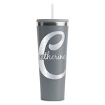 Name & Initial (Girly) RTIC Everyday Tumbler with Straw - 28oz - Grey - Single-Sided (Personalized)