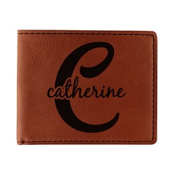 Name & Initial (Girly) Leatherette Bifold Wallet - Double Sided (Personalized)
