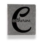 Name & Initial (Girly) Leather Binder - 1" - Grey (Personalized)