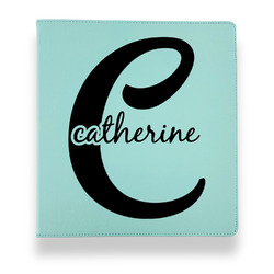 Name & Initial (Girly) Leather Binder - 1" - Teal (Personalized)