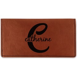 Name & Initial (Girly) Leatherette Checkbook Holder - Single Sided (Personalized)