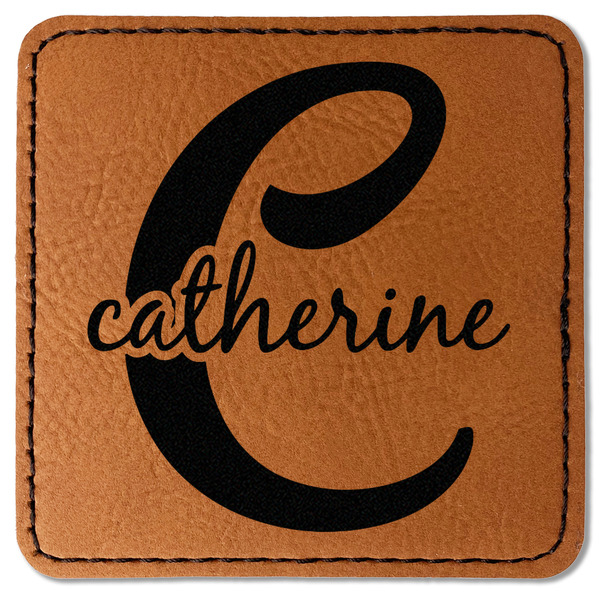 Custom Name & Initial (Girly) Faux Leather Iron On Patch - Square (Personalized)