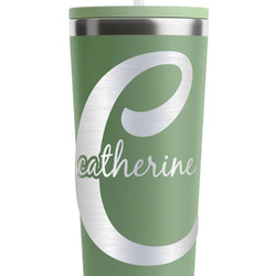 Name & Initial (Girly) RTIC Everyday Tumbler with Straw - 28oz - Light Green - Double-Sided (Personalized)