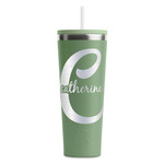 Name & Initial (Girly) RTIC Everyday Tumbler with Straw - 28oz - Light Green - Single-Sided (Personalized)