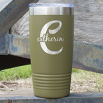 Name & Initial (Girly) 20 oz Stainless Steel Tumbler - Olive - Double Sided (Personalized)