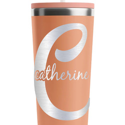 Name & Initial (Girly) RTIC Everyday Tumbler with Straw - 28oz - Peach - Double-Sided (Personalized)