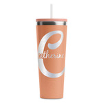 Name & Initial (Girly) RTIC Everyday Tumbler with Straw - 28oz - Peach - Double-Sided (Personalized)