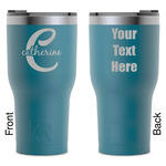 Name & Initial (Girly) RTIC Tumbler - Dark Teal - Laser Engraved - Double-Sided (Personalized)