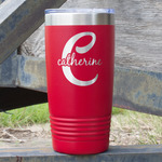 Name & Initial (Girly) 20 oz Stainless Steel Tumbler - Red - Double Sided (Personalized)