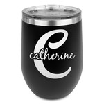 Name & Initial (Girly) Stemless Wine Tumbler - 5 Color Choices - Stainless Steel  (Personalized)