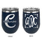 Name & Initial (Girly) Stainless Wine Tumblers - Navy - Double Sided - Approval