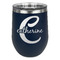 Name & Initial (Girly) Stainless Wine Tumblers - Navy - Double Sided - Front