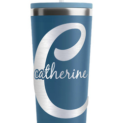 Name & Initial (Girly) RTIC Everyday Tumbler with Straw - 28oz - Steel Blue - Double-Sided (Personalized)