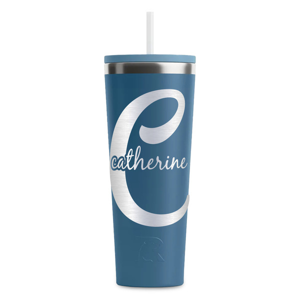 Custom Name & Initial (Girly) RTIC Everyday Tumbler with Straw - 28oz (Personalized)