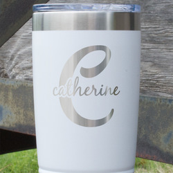 Name & Initial (Girly) 20 oz Stainless Steel Tumbler - White - Single Sided (Personalized)