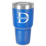 Name & Initial (for Guys) 30 oz Stainless Steel Tumbler - Royal Blue - Single-Sided (Personalized)