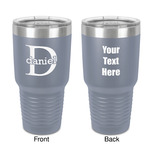 Name & Initial (for Guys) 30 oz Stainless Steel Tumbler - Grey - Double-Sided (Personalized)