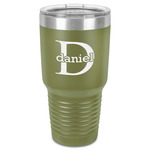 Name & Initial (for Guys) 30 oz Stainless Steel Tumbler - Olive - Single-Sided (Personalized)