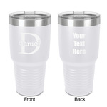 Name & Initial (for Guys) 30 oz Stainless Steel Tumbler - White - Double-Sided (Personalized)