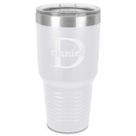 Name & Initial (for Guys) 30 oz Stainless Steel Tumbler - White - Single-Sided (Personalized)