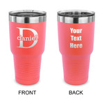 Name & Initial (for Guys) 30 oz Stainless Steel Tumbler - Coral - Double Sided (Personalized)