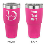 Name & Initial (for Guys) 30 oz Stainless Steel Tumbler - Pink - Double Sided (Personalized)