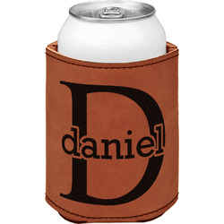 Name & Initial (for Guys) Leatherette Can Sleeve - Double Sided (Personalized)