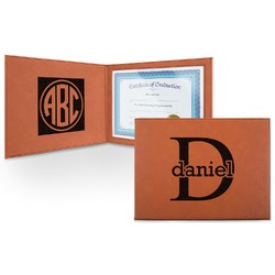 Name & Initial (for Guys) Leatherette Certificate Holder - Front and Inside (Personalized)