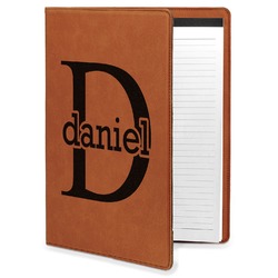Name & Initial (for Guys) Leatherette Portfolio with Notepad - Large - Double Sided (Personalized)