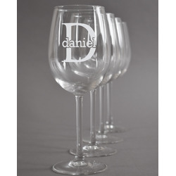 Name & Initial (for Guys) Wine Glasses (Set of 4) (Personalized)