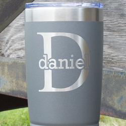 Name & Initial (for Guys) 20 oz Stainless Steel Tumbler - Grey - Double Sided (Personalized)