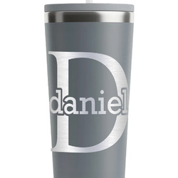 Name & Initial (for Guys) RTIC Everyday Tumbler with Straw - 28oz - Grey - Double-Sided (Personalized)