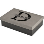 Name & Initial (for Guys) Large Gift Box w/ Engraved Leather Lid (Personalized)