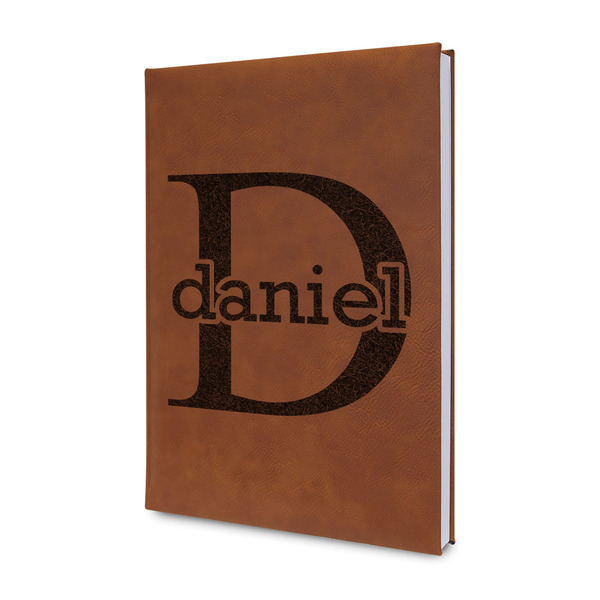 Custom Name & Initial (for Guys) Leather Sketchbook - Small - Double Sided (Personalized)