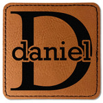 Name & Initial (for Guys) Faux Leather Iron On Patch - Square (Personalized)