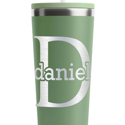 Name & Initial (for Guys) RTIC Everyday Tumbler with Straw - 28oz - Light Green - Double-Sided (Personalized)