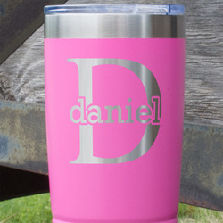 Name & Initial (for Guys) 20 oz Stainless Steel Tumbler - Pink - Double Sided (Personalized)