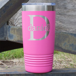 Name & Initial (for Guys) 20 oz Stainless Steel Tumbler - Pink - Double Sided (Personalized)