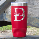 Name & Initial (for Guys) 20 oz Stainless Steel Tumbler - Red - Single Sided (Personalized)