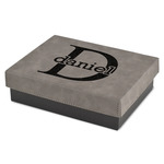 Name & Initial (for Guys) Small Gift Box w/ Engraved Leather Lid (Personalized)