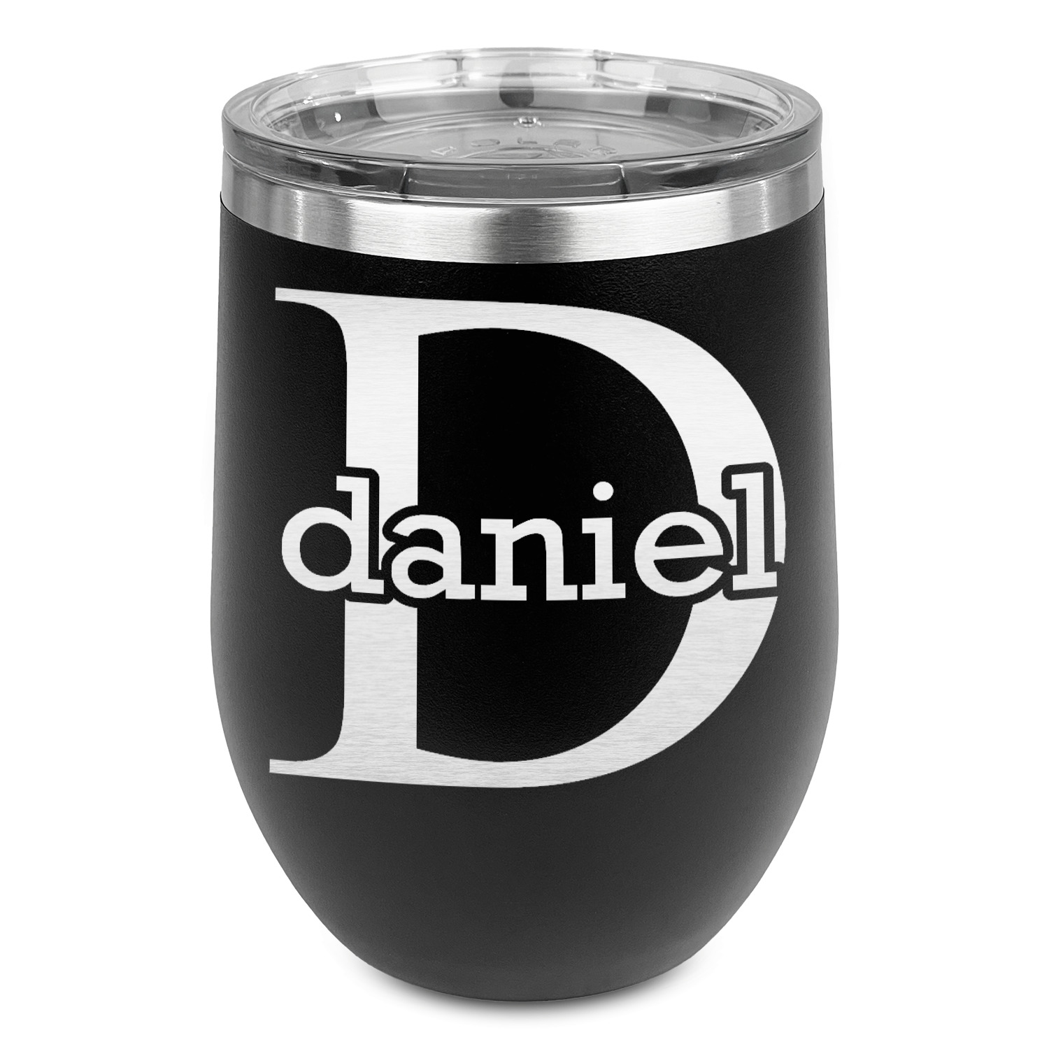Custom Name & Initial (for Guys) Stemless Wine Tumbler - 5 Color Choices -  Stainless Steel (Personalized)