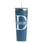 Name & Initial (for Guys) RTIC Everyday Tumbler with Straw - 28oz - Steel Blue - Double-Sided (Personalized)