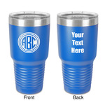 Round Monogram 30 oz Stainless Steel Tumbler - Royal Blue - Double-Sided (Personalized)