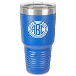 Round Monogram 30 oz Stainless Steel Tumbler - Royal Blue - Single-Sided (Personalized)