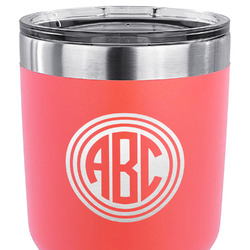 Round Monogram 30 oz Stainless Steel Tumbler - Coral - Double-Sided (Personalized)